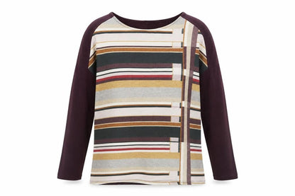 Zara Womens Purple Striped Polyester Basic Blouse Size S Boat Neck