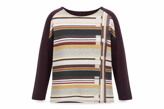 Zara Womens Purple Striped Polyester Basic Blouse Size S Boat Neck