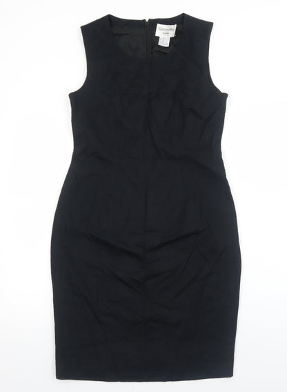 Simon Ellis Womens Black Polyester Shift Size 14 Scoop Neck Zip