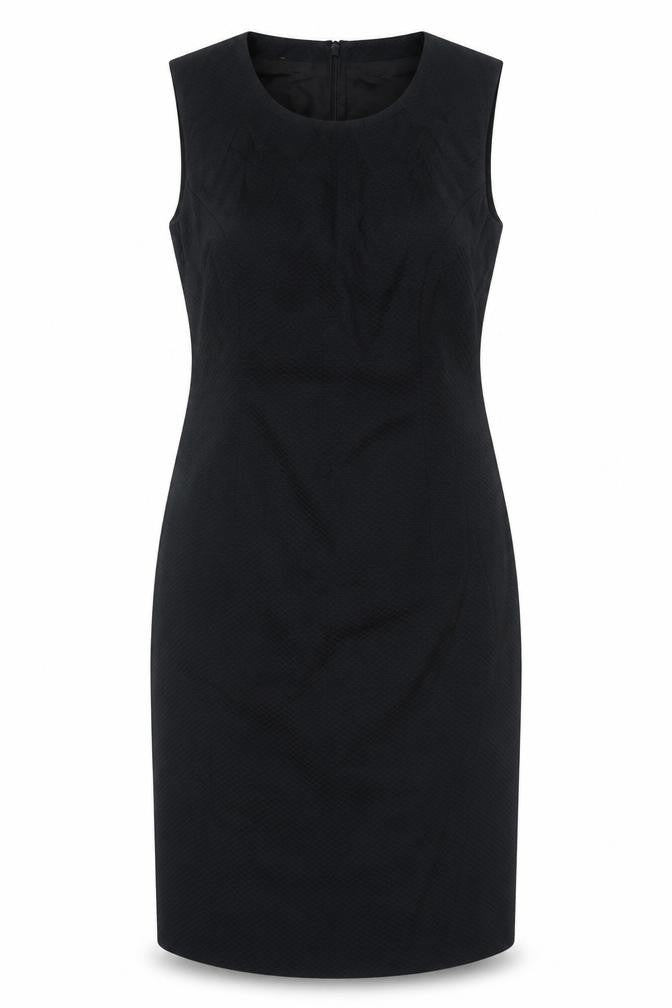 Simon Ellis Womens Black Polyester Shift Size 14 Scoop Neck Zip