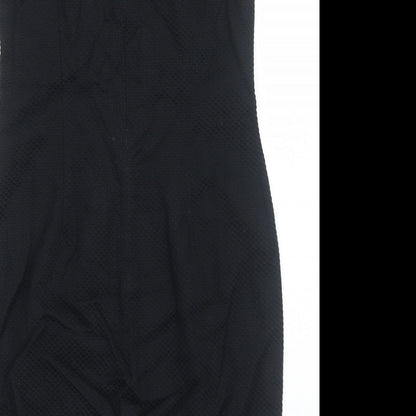 Simon Ellis Womens Black Polyester Shift Size 14 Scoop Neck Zip