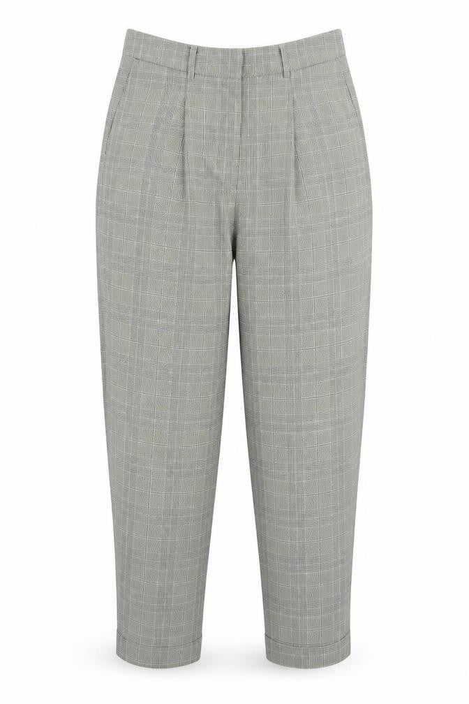 Warehouse Womens Beige Plaid Polyester Trousers Size 8 Regular Zip
