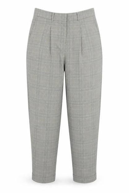 Warehouse Womens Beige Plaid Polyester Trousers Size 8 Regular Zip