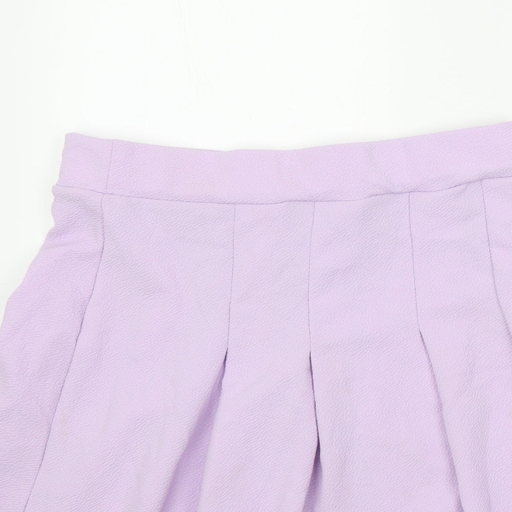Spotted Womens Purple Polyester Pleated Skirt Size M