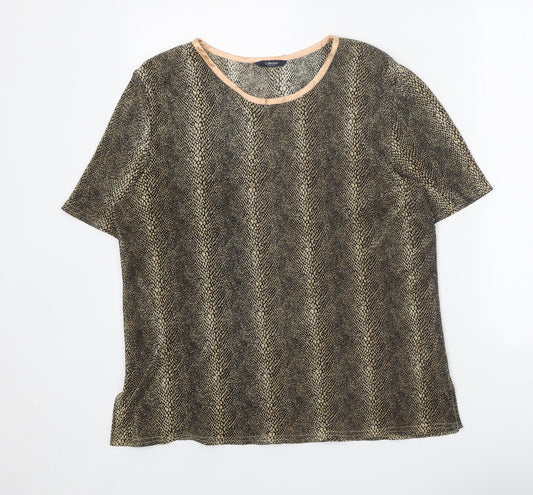 Debenhams Womens Gold Animal Print Polyester Basic T-Shirt Size 16 Round Neck - Snake Print