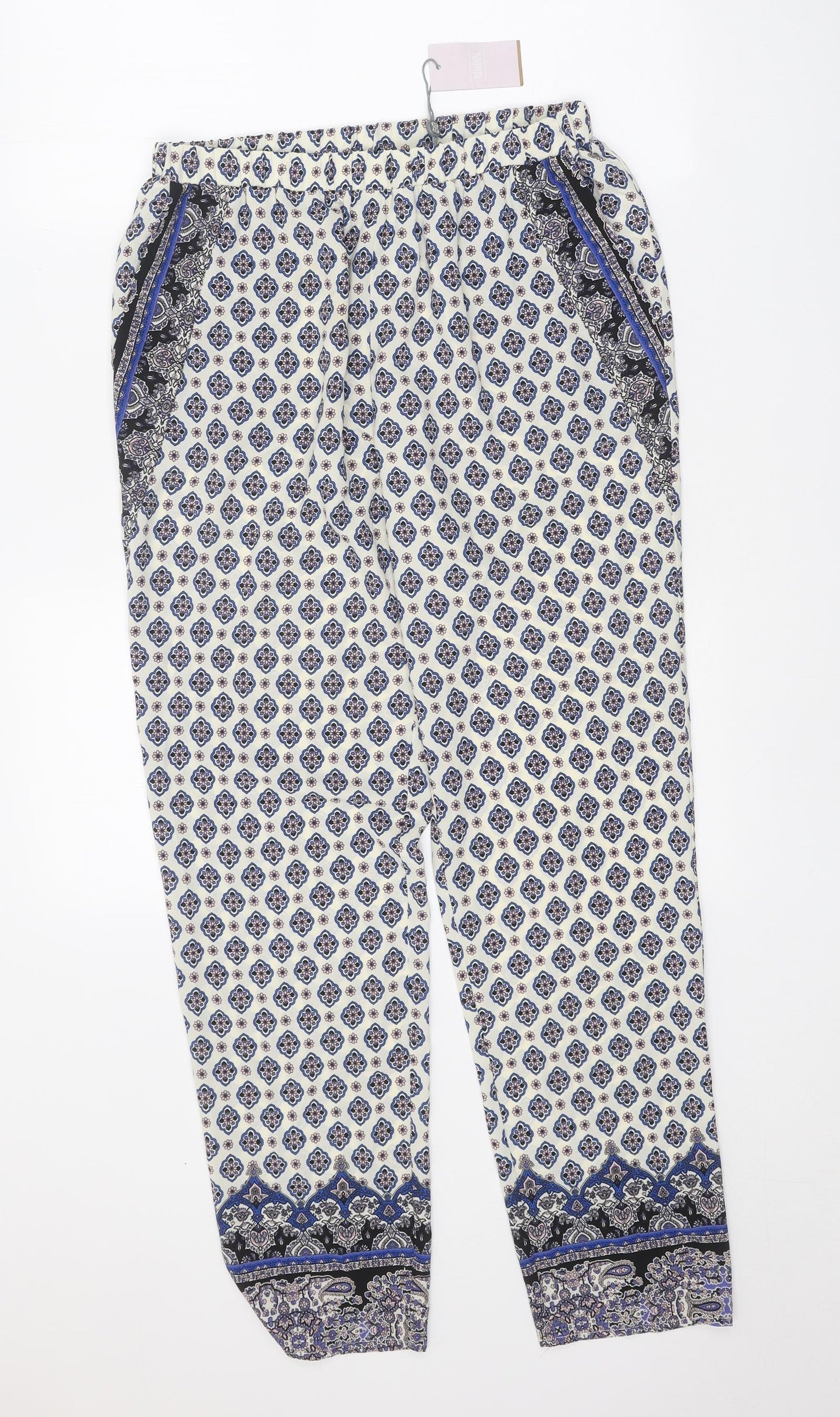 Individual Womens Beige Paisley Polyester Trousers Size 10 Regular