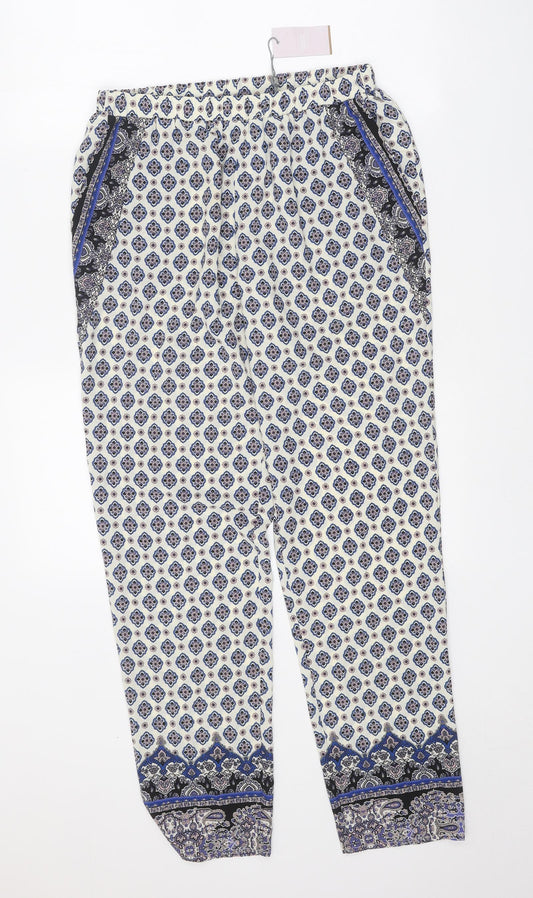 Individual Womens Beige Paisley Polyester Trousers Size 10 Regular