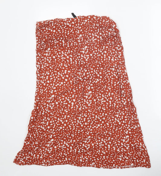 All About Eve Womens Orange Geometric Viscose Peasant Skirt Size 12 Zip