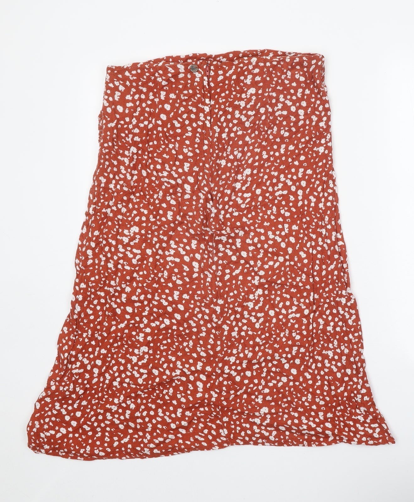 All About Eve Womens Orange Geometric Viscose Peasant Skirt Size 12 Zip