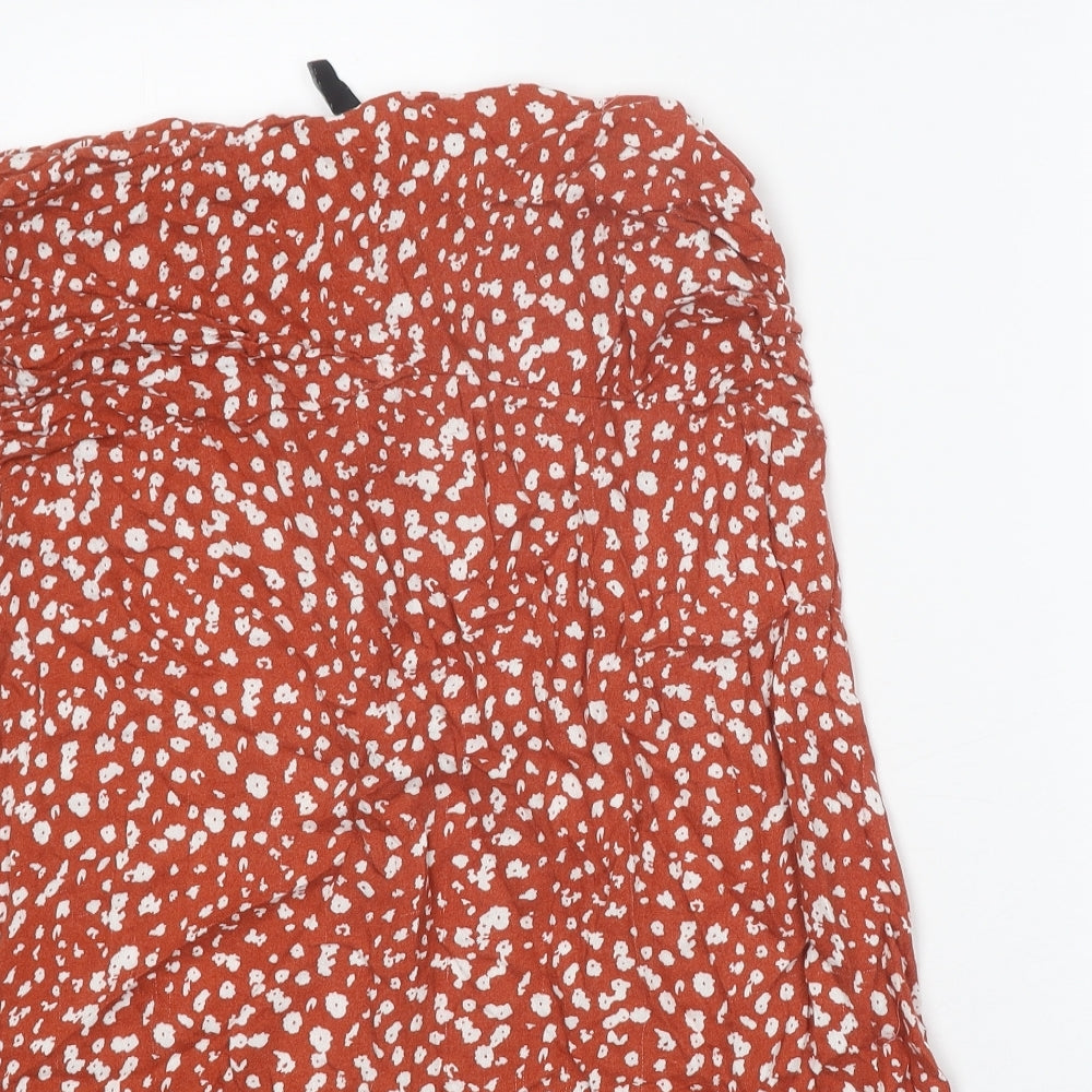 All About Eve Womens Orange Geometric Viscose Peasant Skirt Size 12 Zip