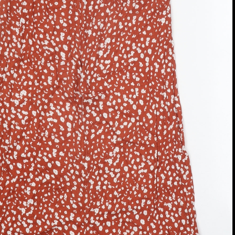 All About Eve Womens Orange Geometric Viscose Peasant Skirt Size 12 Zip