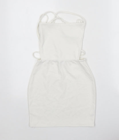In the Style Womens White Polyester A-Line Size 6 Square Neck Pullover