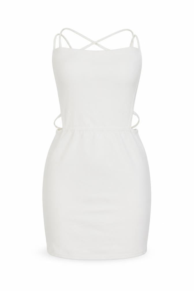 In the Style Womens White Polyester A-Line Size 6 Square Neck Pullover