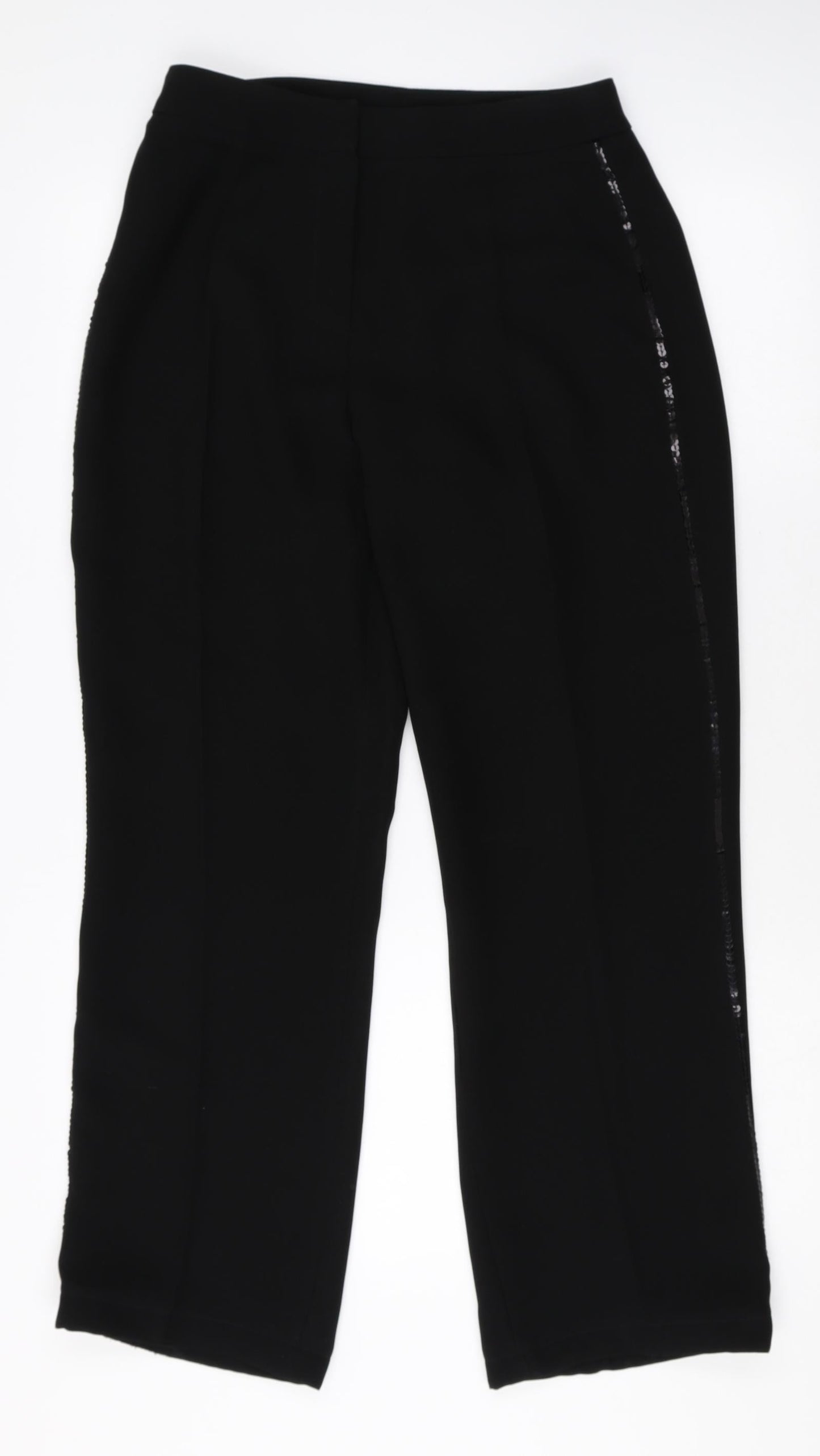 Dorothy Perkins Womens Black Polyester Dress Pants Trousers Size 12 Regular Zip