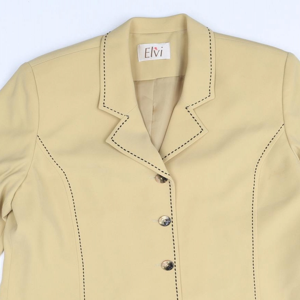 ELVI Womens Yellow Polyester Jacket Blazer Size 18