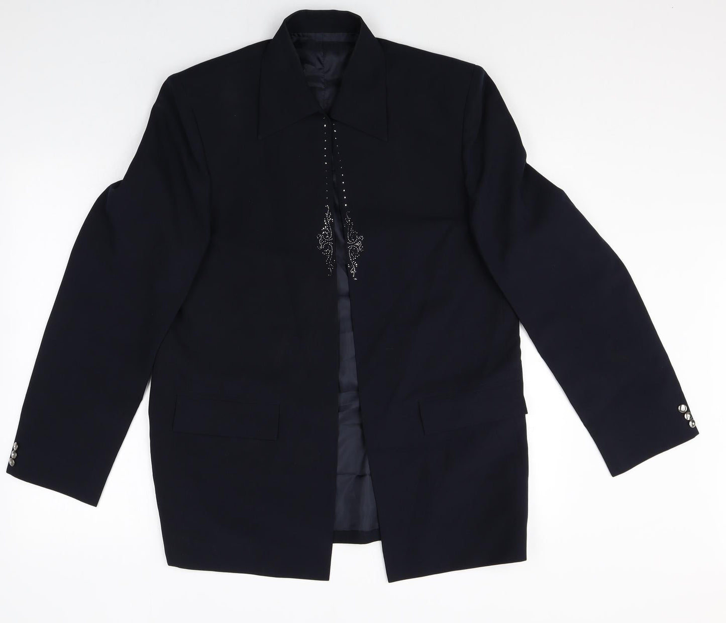 Preworn Womens Black Polyester Jacket Blazer Size 10