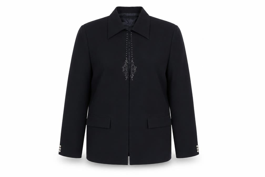 Preworn Womens Black Polyester Jacket Blazer Size 10