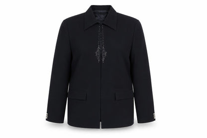 Preworn Womens Black Polyester Jacket Blazer Size 10