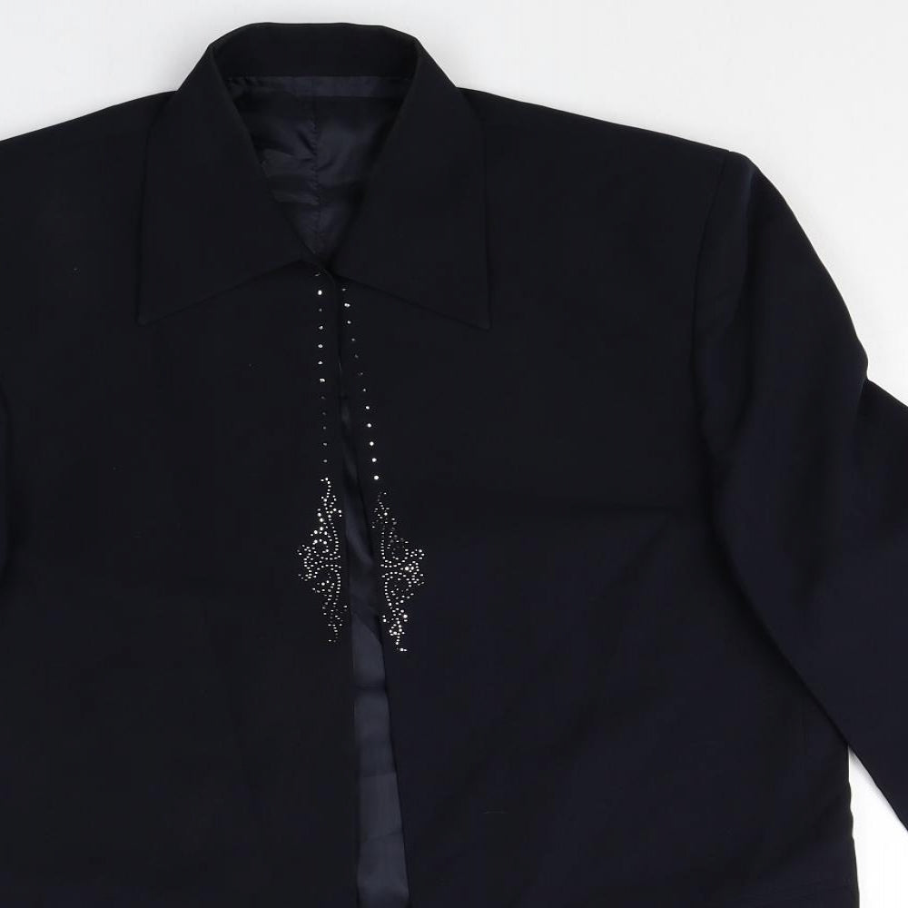 Preworn Womens Black Polyester Jacket Blazer Size 10