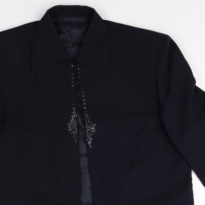 Preworn Womens Black Polyester Jacket Blazer Size 10