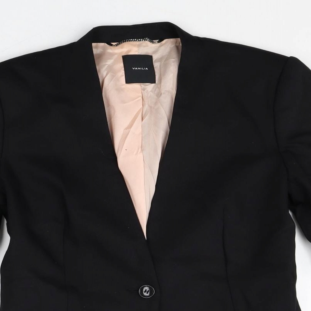 Vanilia Womens Black Acetate Jacket Blazer Size 8