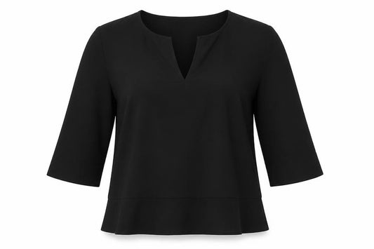French Connection Womens Black Polyester Basic Blouse Size M V-Neck