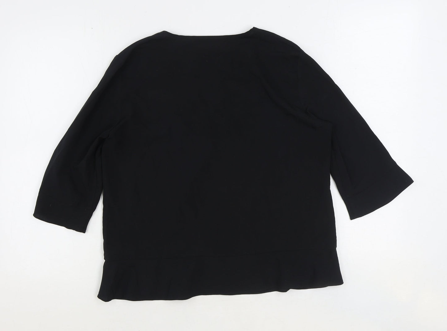 French Connection Womens Black Polyester Basic Blouse Size M V-Neck