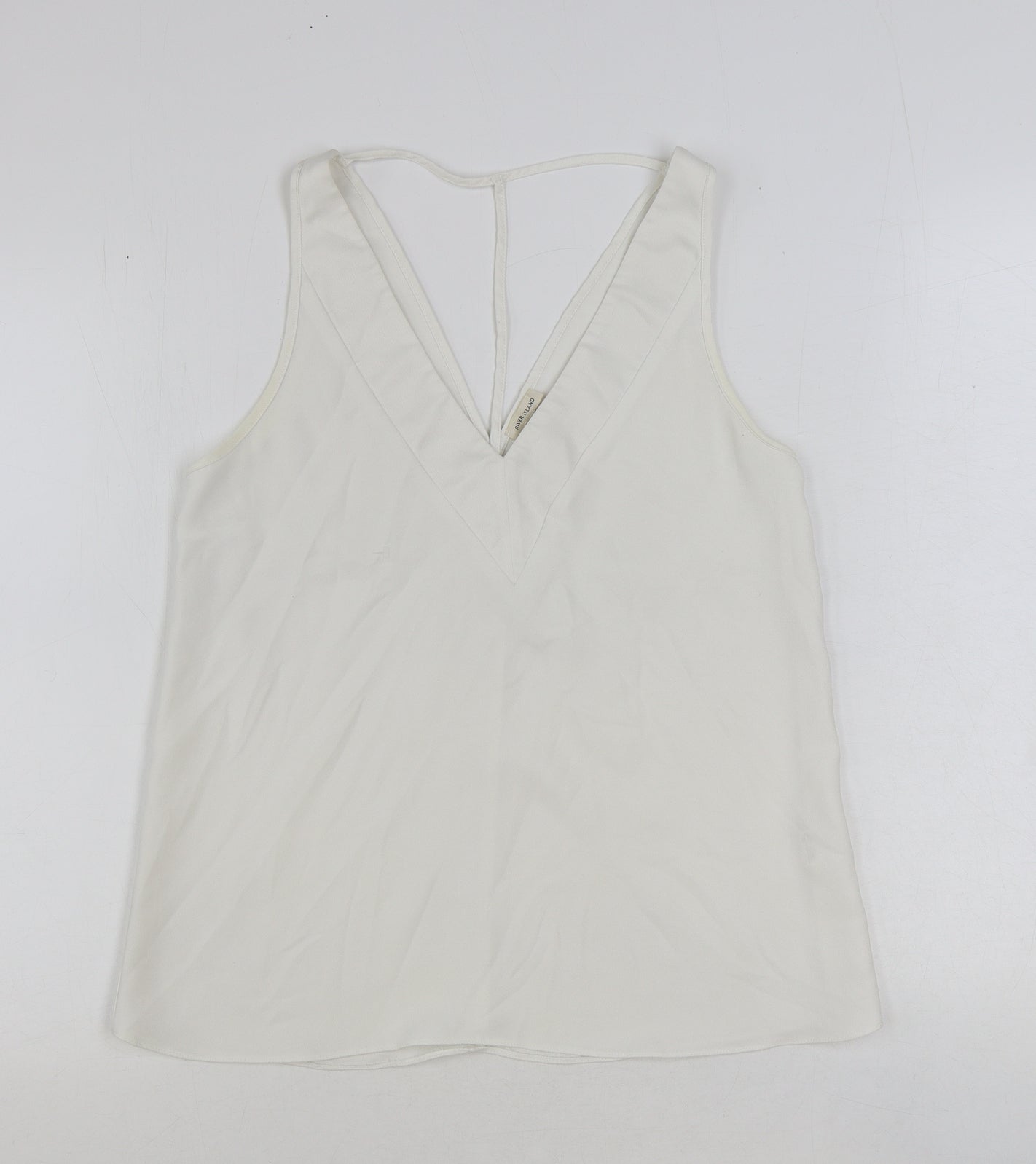 River Island Womens White Polyester Basic Tank Size 8 V-Neck