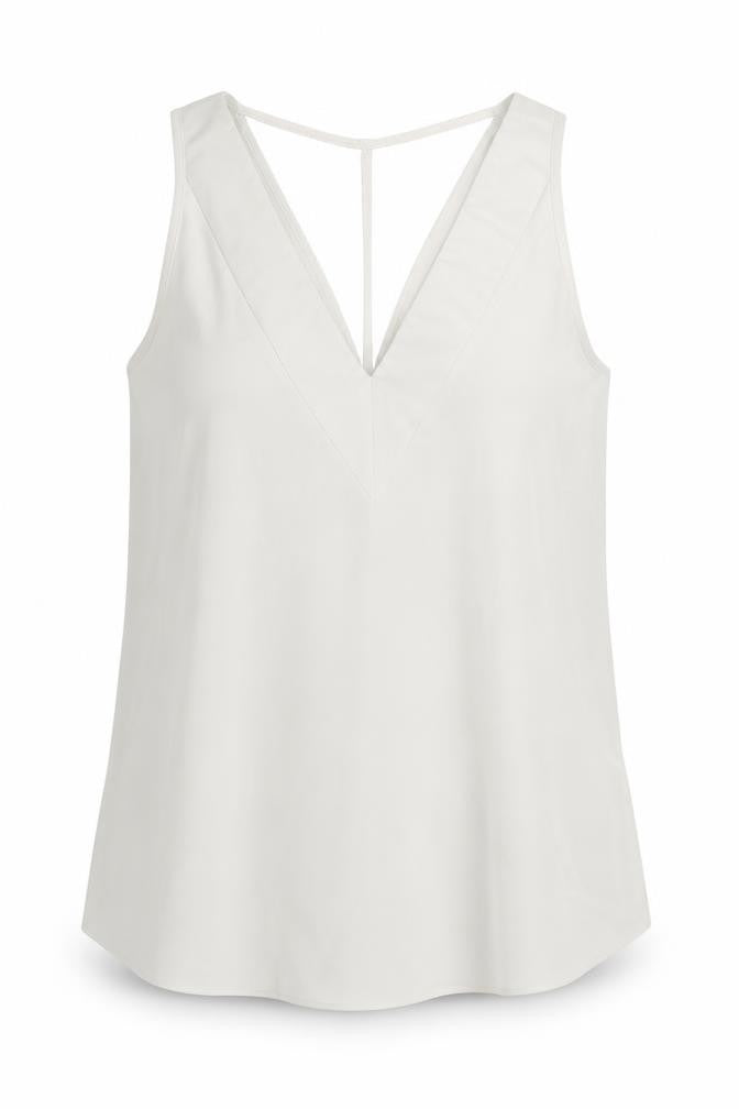 River Island Womens White Polyester Basic Tank Size 8 V-Neck