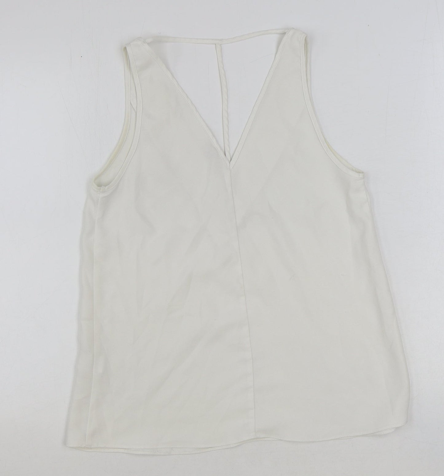 River Island Womens White Polyester Basic Tank Size 8 V-Neck