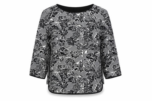 Marks and Spencer Womens Black Floral Polyester Basic Blouse Size 10 Boat Neck
