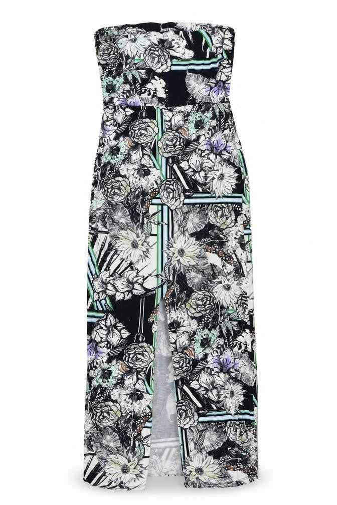 Miss Selfridge Womens Blue Floral Polyester A-Line Size 10 Off the Shoulder Pullover