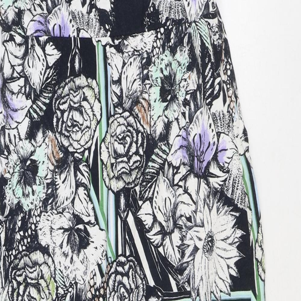 Miss Selfridge Womens Blue Floral Polyester A-Line Size 10 Off the Shoulder Pullover