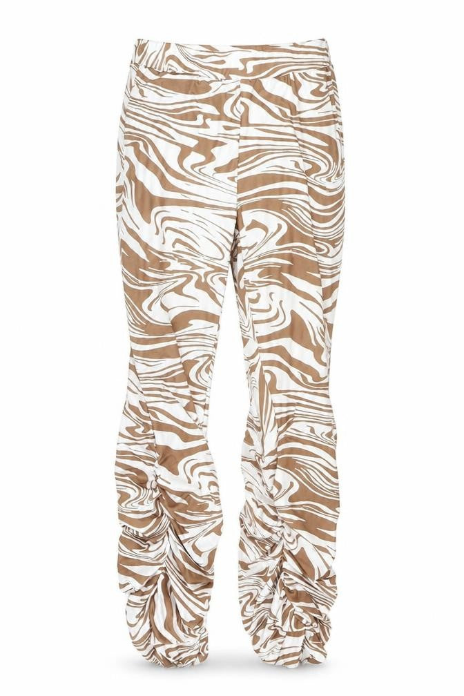 SheIn Womens Brown Animal Print Polyester Trousers Size XS Regular - Ruched