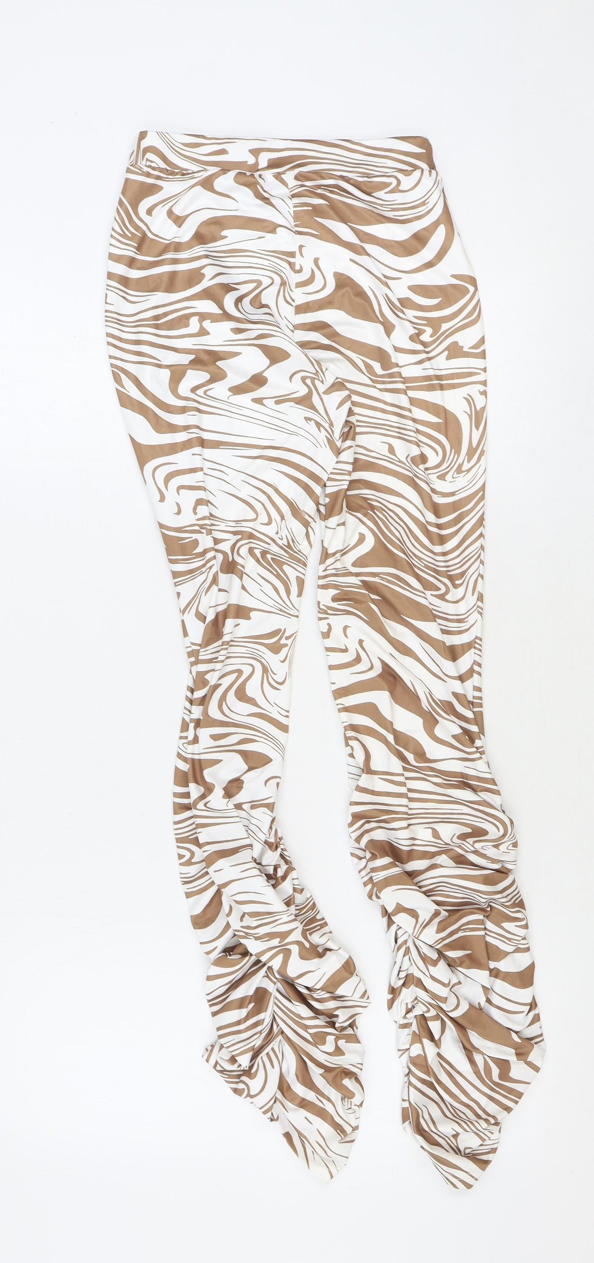 SheIn Womens Brown Animal Print Polyester Trousers Size XS Regular - Ruched
