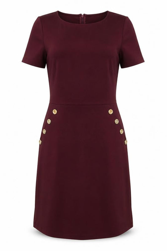 So Fabulous Womens Red Polyester T-Shirt Dress Size 10 Boat Neck Zip
