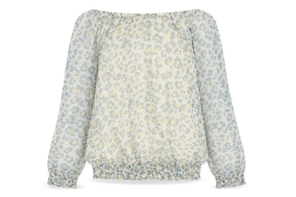 Pronto Womens Ivory Animal Print Polyester Basic Blouse Size L Off the Shoulder - Leopard Print
