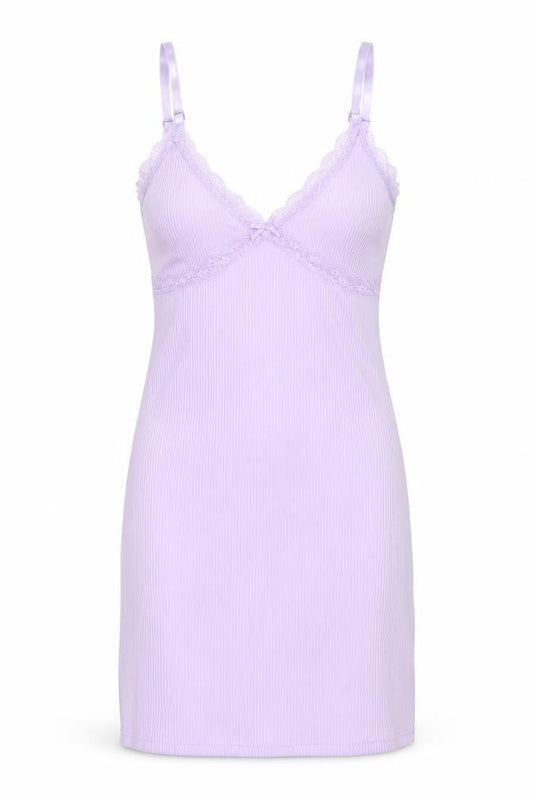 Divided by H&M Womens Purple Herringbone Polyester Slip Dress Size S V-Neck Pullover - Lace Trim