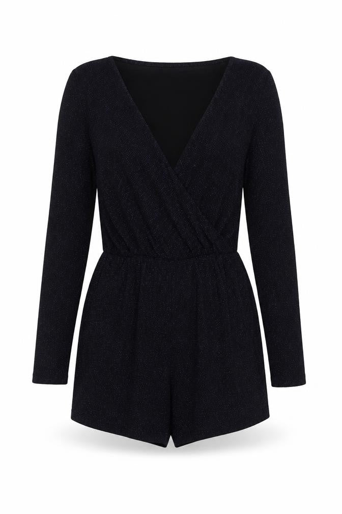 Oh My Love Womens Black Nylon Playsuit One-Piece Size S Pullover