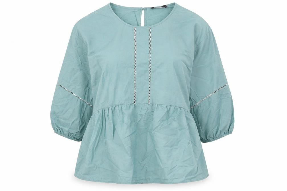 Marks & Spencer Womens Blue Viscose Basic Blouse Size 16 Boat Neck