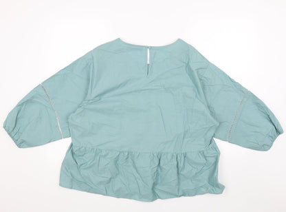Marks & Spencer Womens Blue Viscose Basic Blouse Size 16 Boat Neck