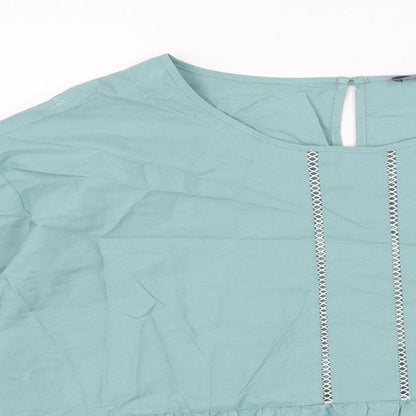 Marks & Spencer Womens Blue Viscose Basic Blouse Size 16 Boat Neck
