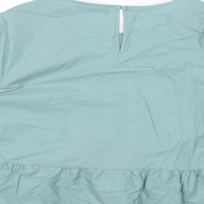 Marks & Spencer Womens Blue Viscose Basic Blouse Size 16 Boat Neck