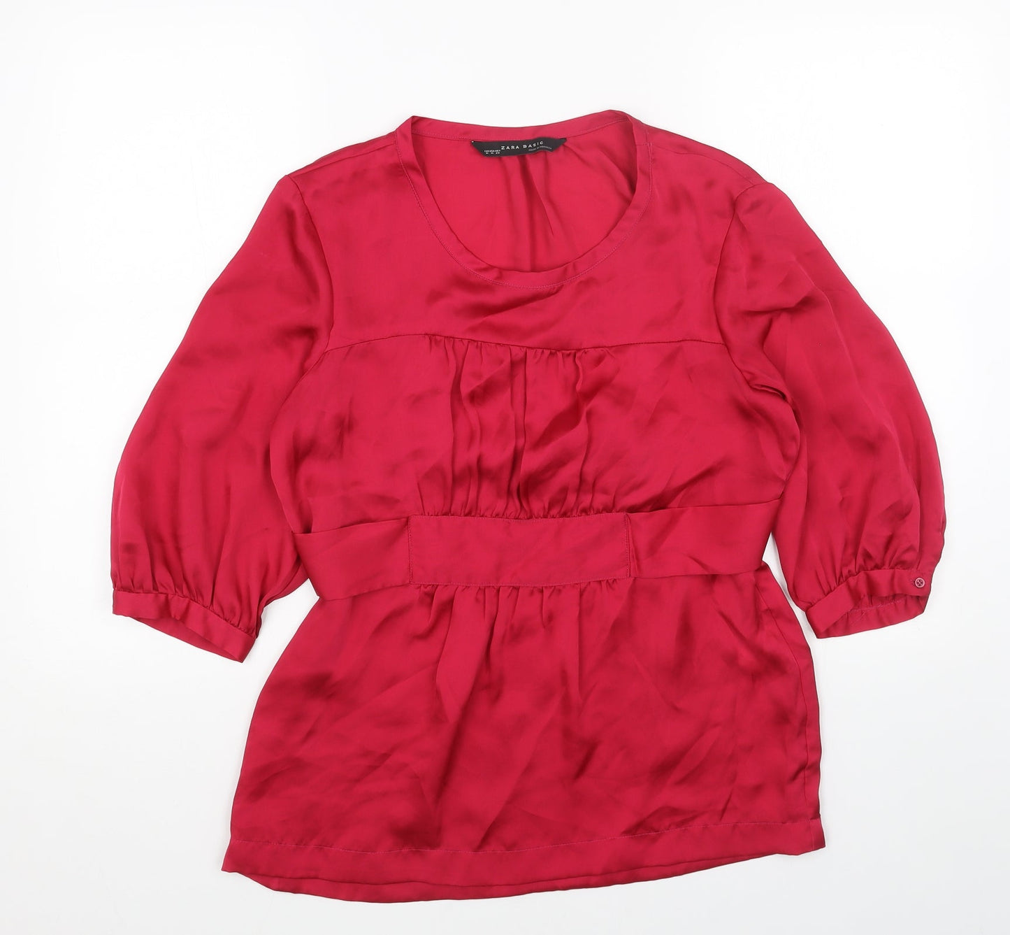 Zara Womens Pink Polyester Tunic Blouse Size M Scoop Neck