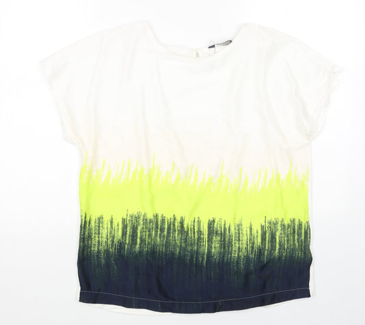 Marks and Spencer Womens Multicoloured Colourblock Polyester Basic T-Shirt Size 12 Boat Neck