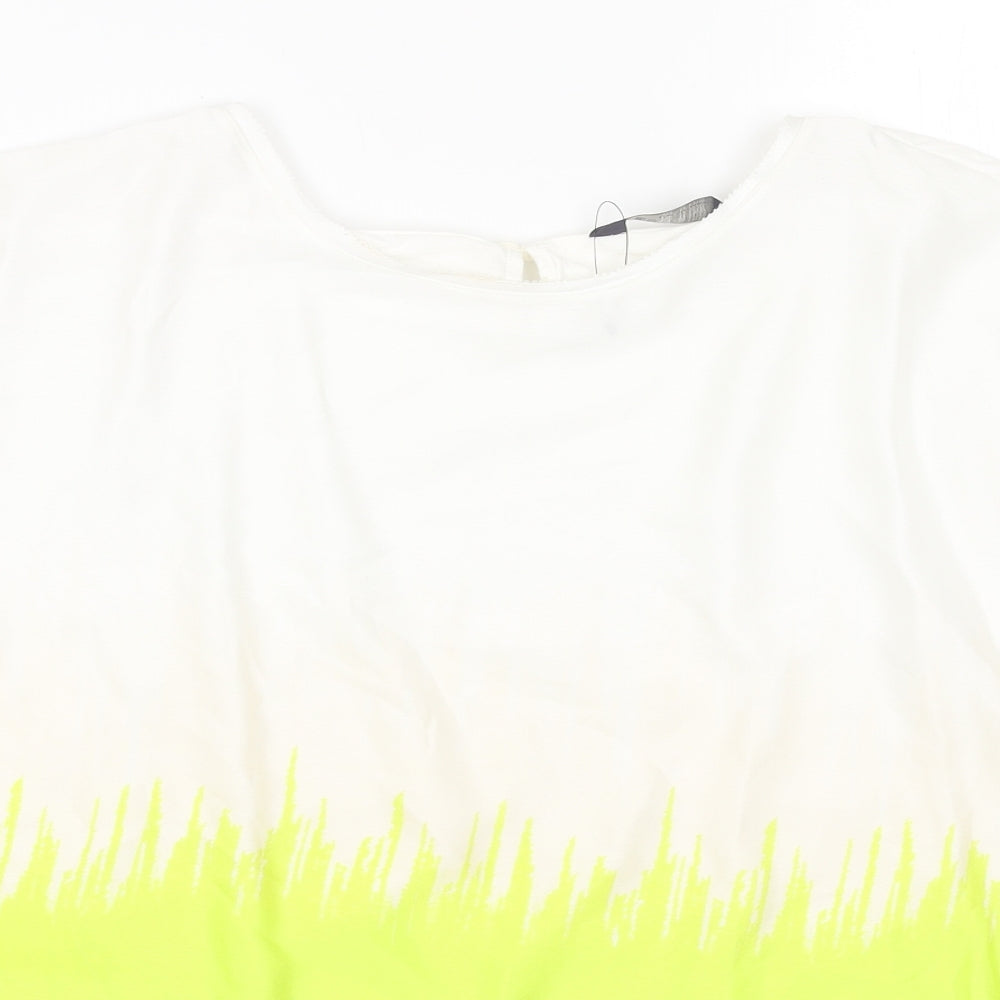 Marks and Spencer Womens Multicoloured Colourblock Polyester Basic T-Shirt Size 12 Boat Neck