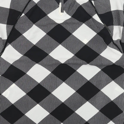 Marks & Spencer Womens White Check Polyester Basic Blouse Size 8 Boat Neck