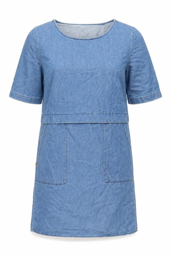 F&F Womens Blue Cotton Shift Size 6 Boat Neck Pullover