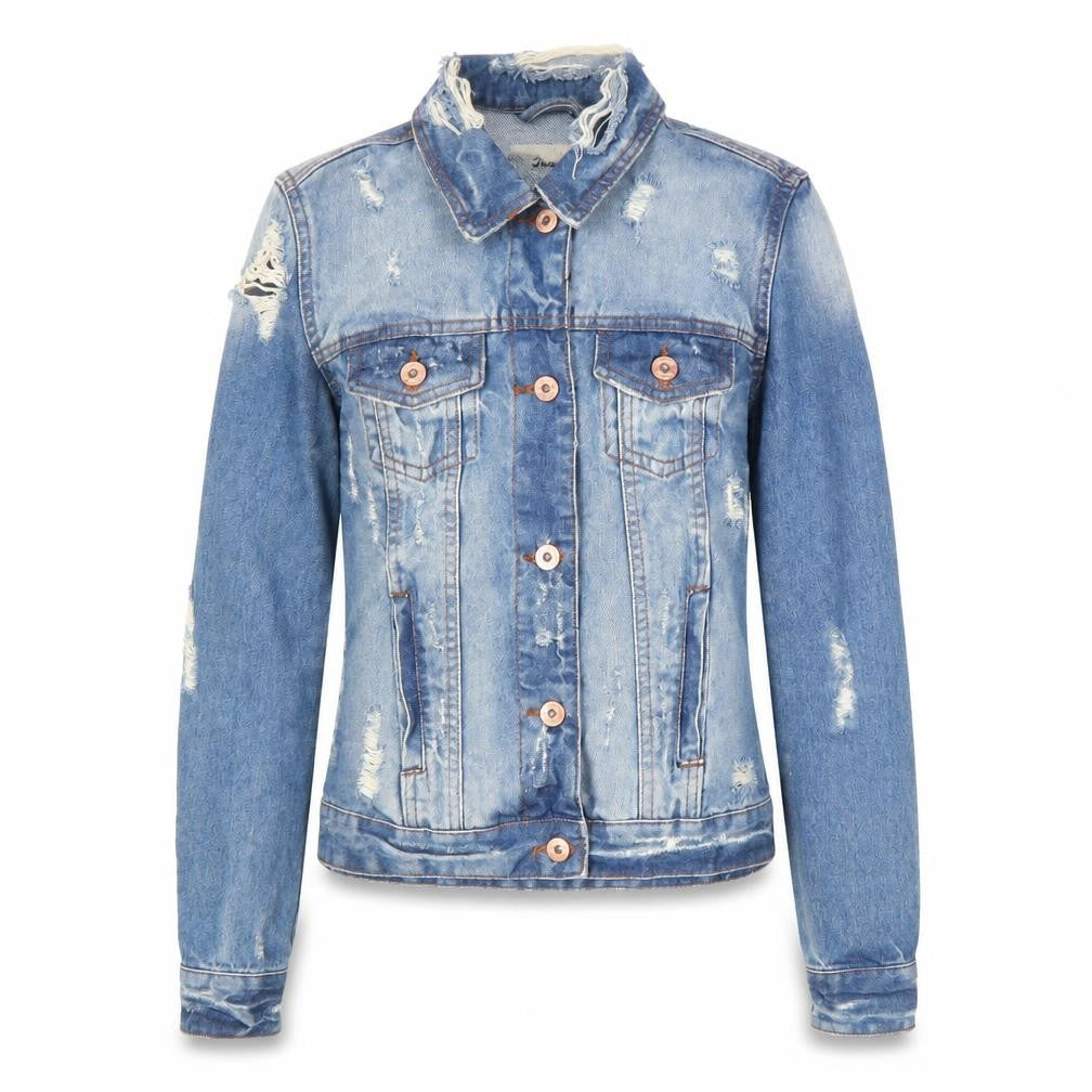 Denim & Co. Womens Blue Jacket Size 6 Button