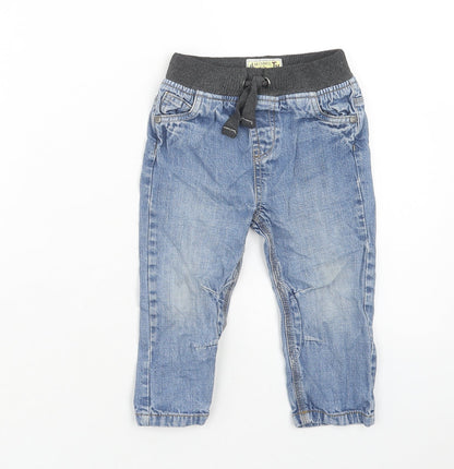 Tu Boys Blue Cotton Tapered Jeans Size 2XS Regular Drawstring